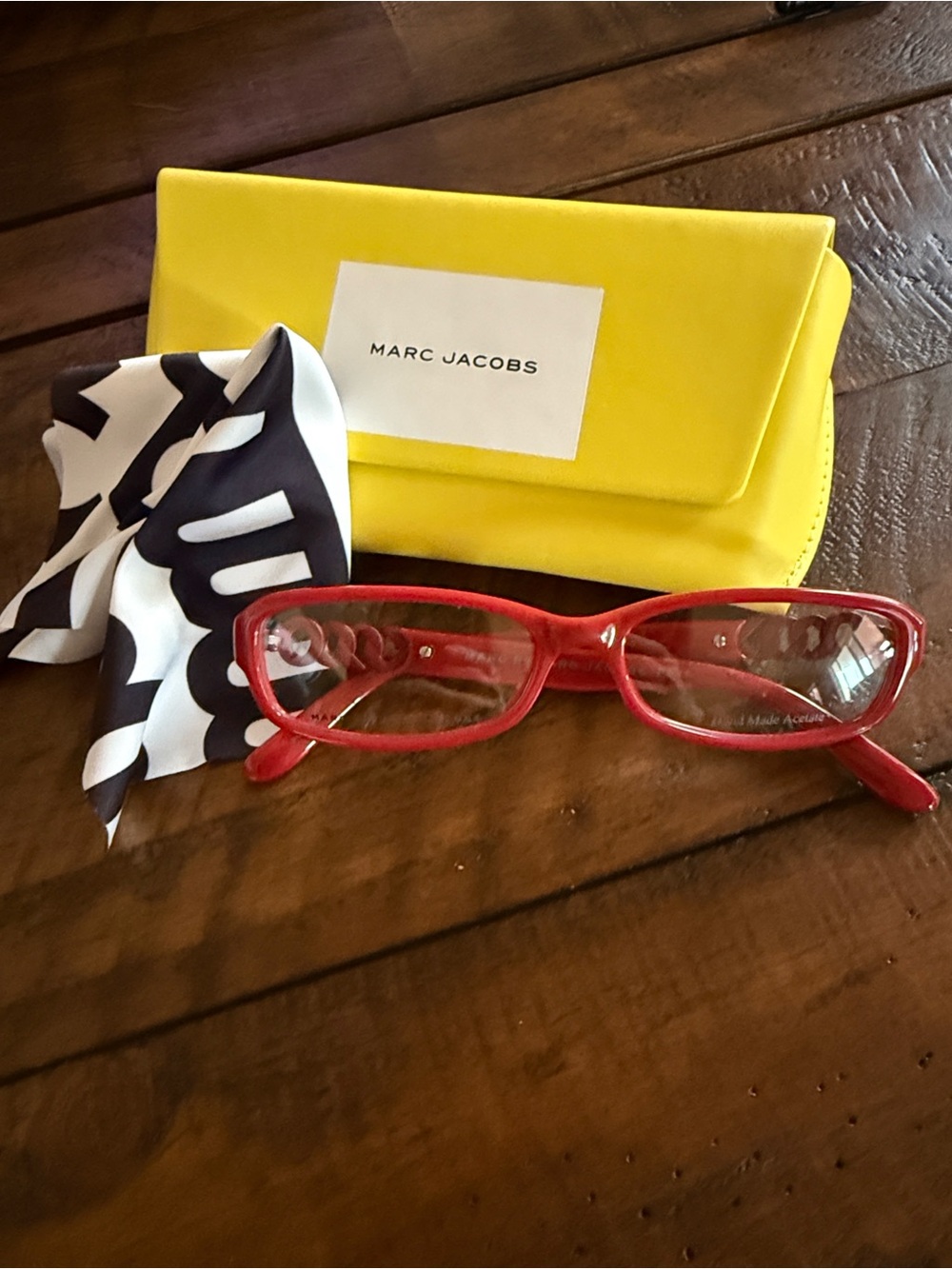 Marc Jacobs Red Prescription Ready Glasses with Yellow Case
